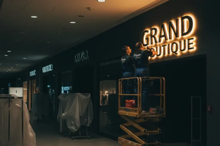 oznakowanie sklepów w handlowych galeriach we Wrocławiu, litery 3D w galerii, montaż reklam