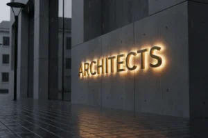 litery 3D minimalistyczne świecące we Wrocławiu