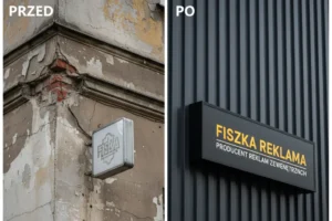 szyld reklamowy Wrocław przed i po, reklama wizualna