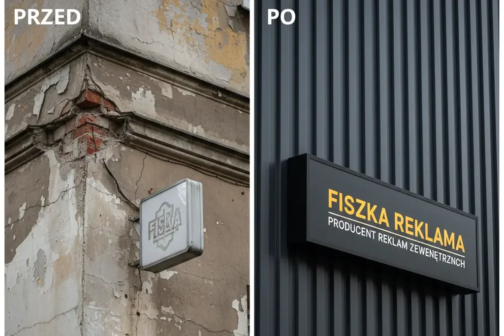 szyld reklamowy Wrocław przed i po, reklama wizualna